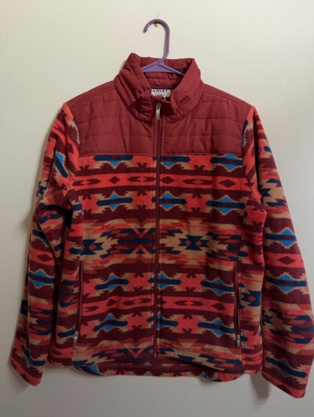 Ariat Women's Red Aztec Print Fleece Jacket